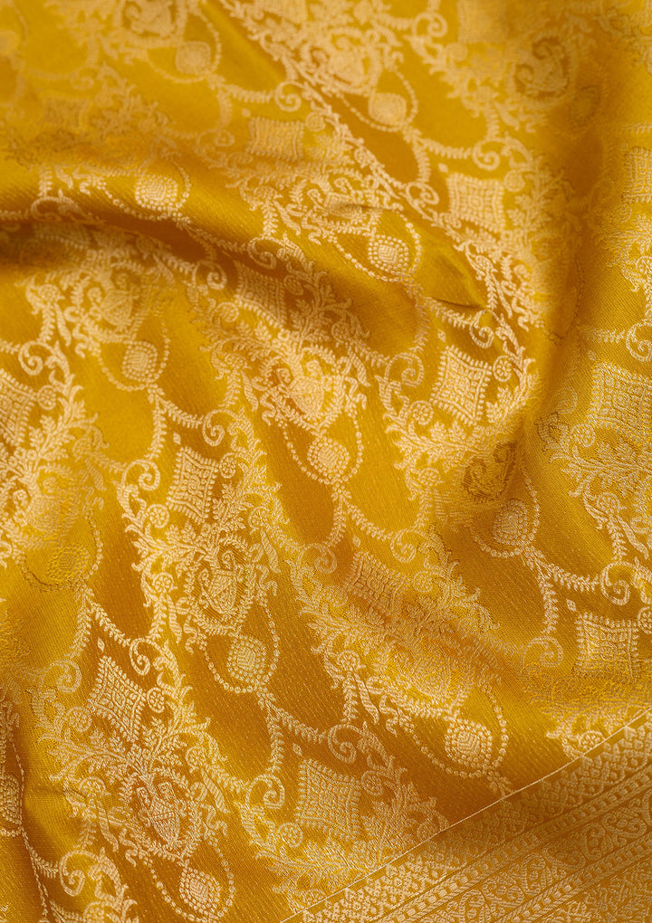 Mustard Zariwork (Gold) Silk Saree