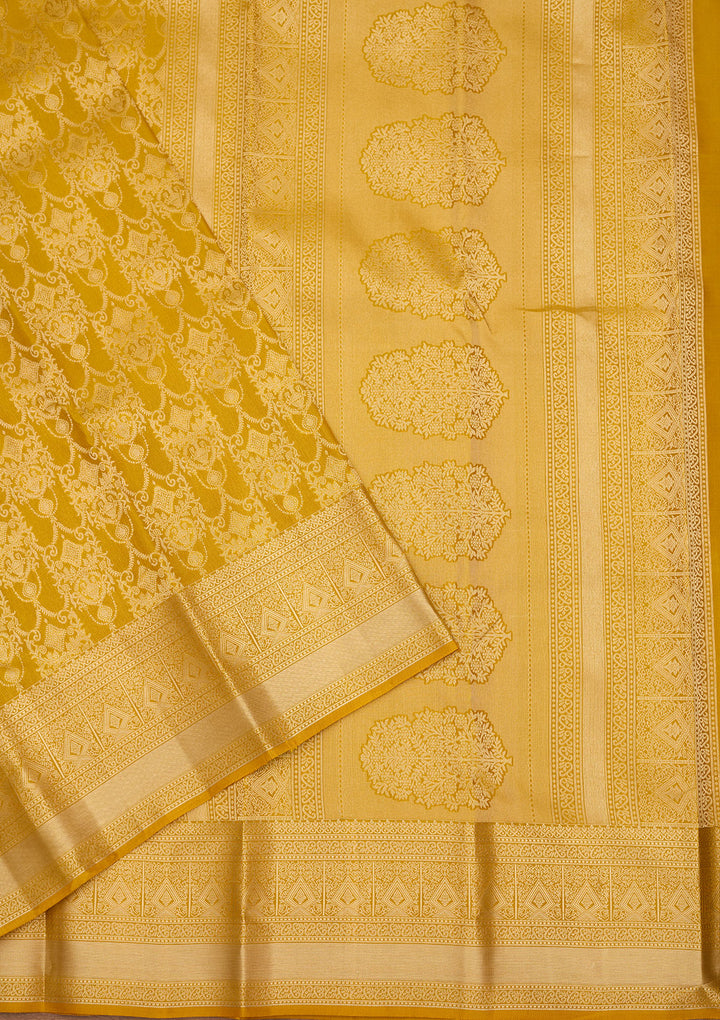 Mustard Zariwork (Gold) Silk Saree