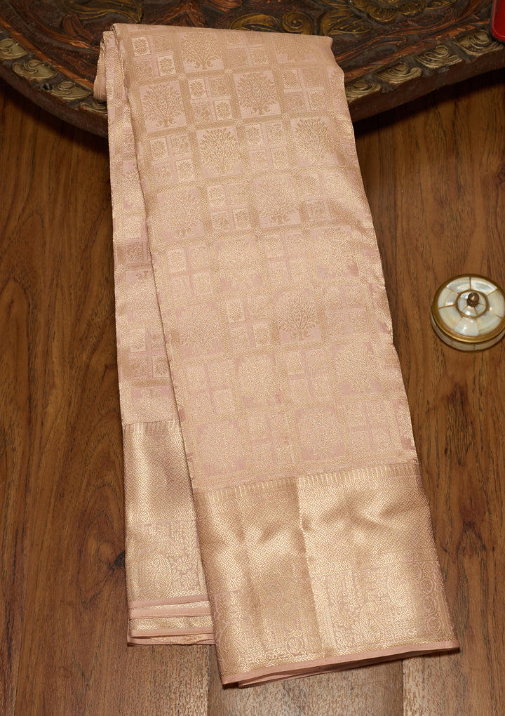 Light Grey Zariwork (Gold) Silk Saree