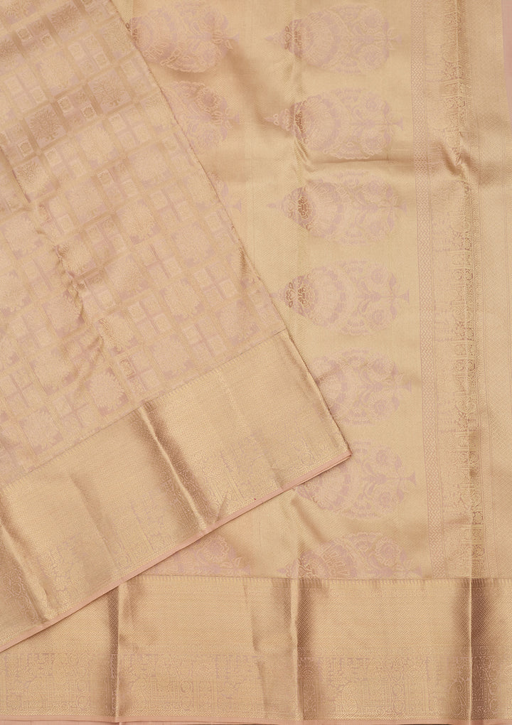 Light Grey Zariwork (Gold) Silk Saree
