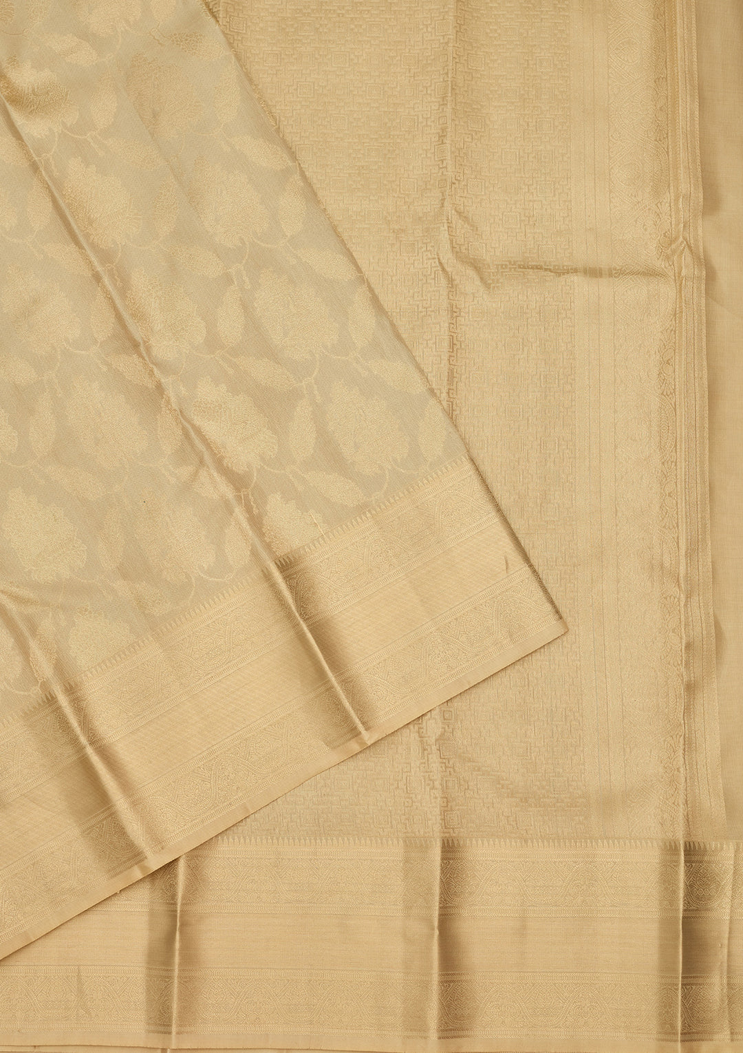 Beige Zariwork (Gold) Silk Silk Saree