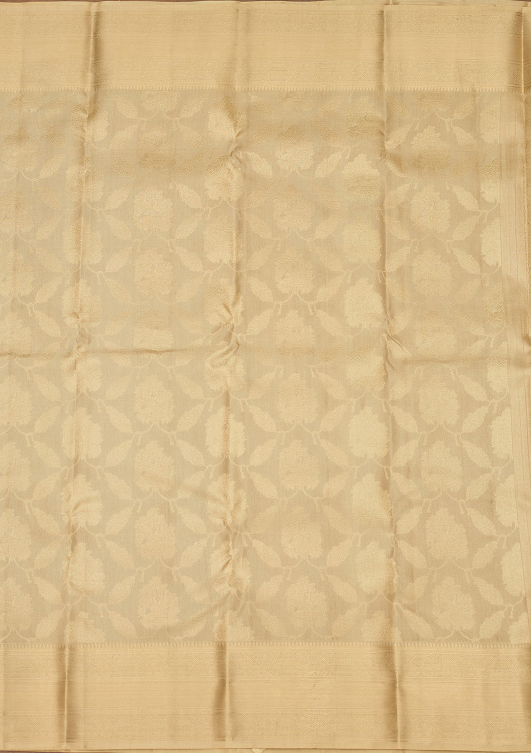 Beige Zariwork (Gold) Silk Silk Saree