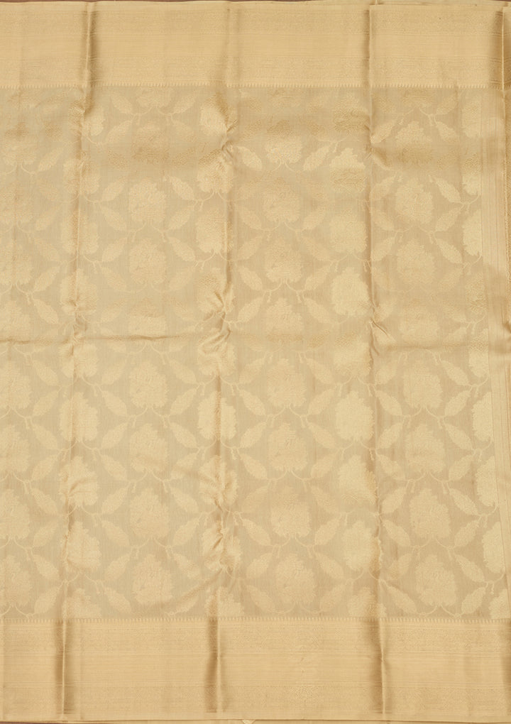 Beige Zariwork (Gold) Silk Silk Saree