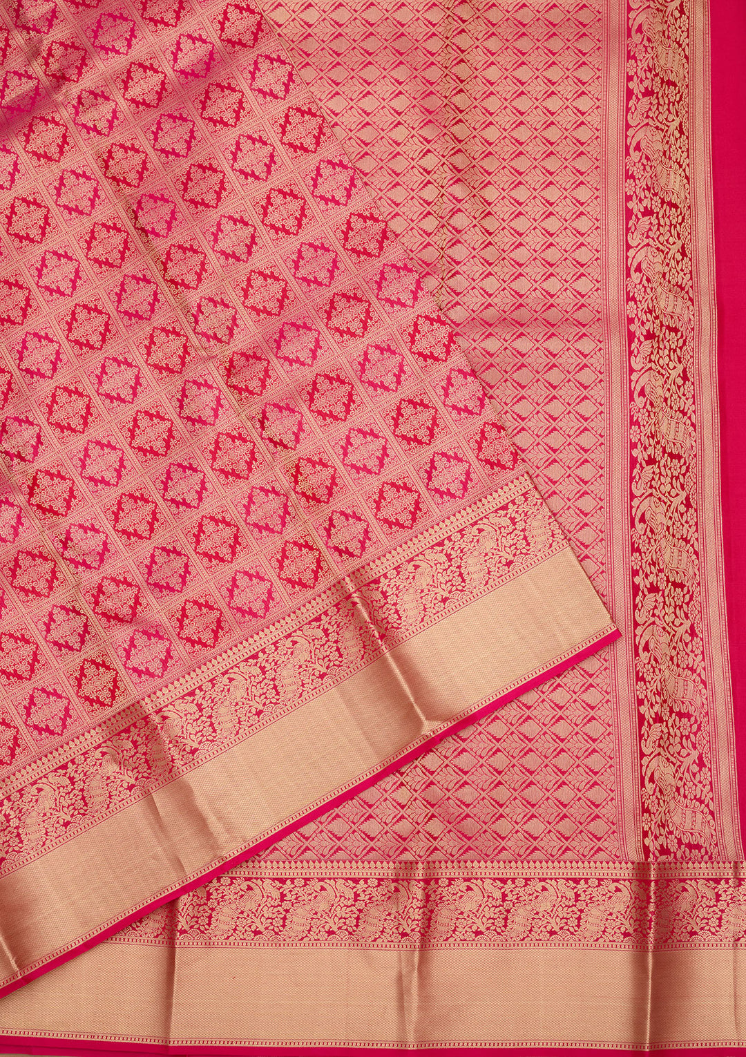 Rani Pink Zariwork (Gold) Silk Saree