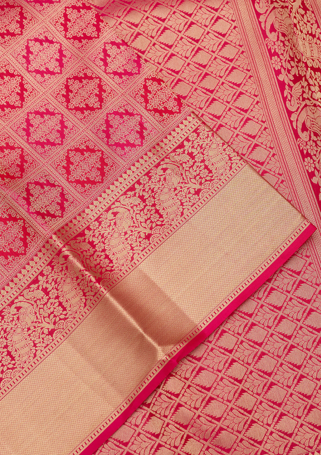 Rani Pink Zariwork (Gold) Silk Saree