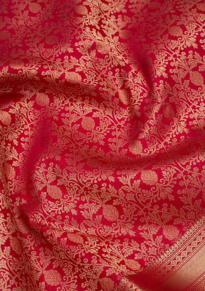 Rani Pink Zariwork (Gold) Silk Silk Saree