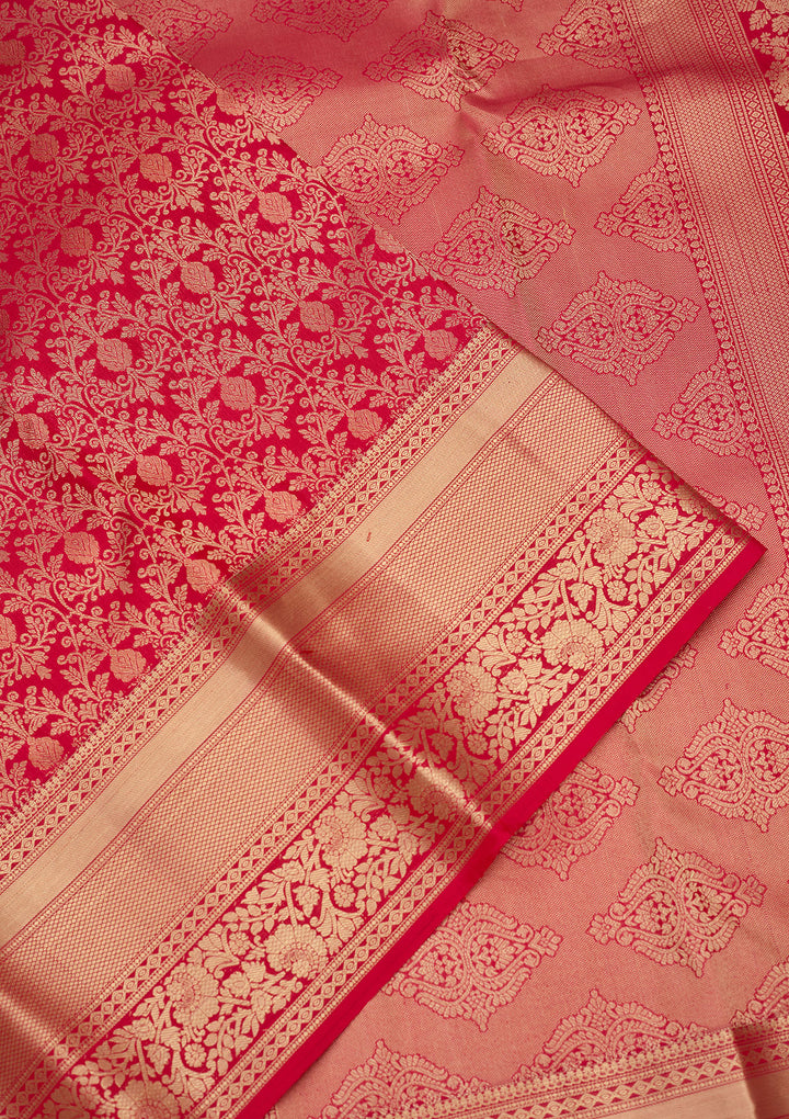 Rani Pink Zariwork (Gold) Silk Silk Saree