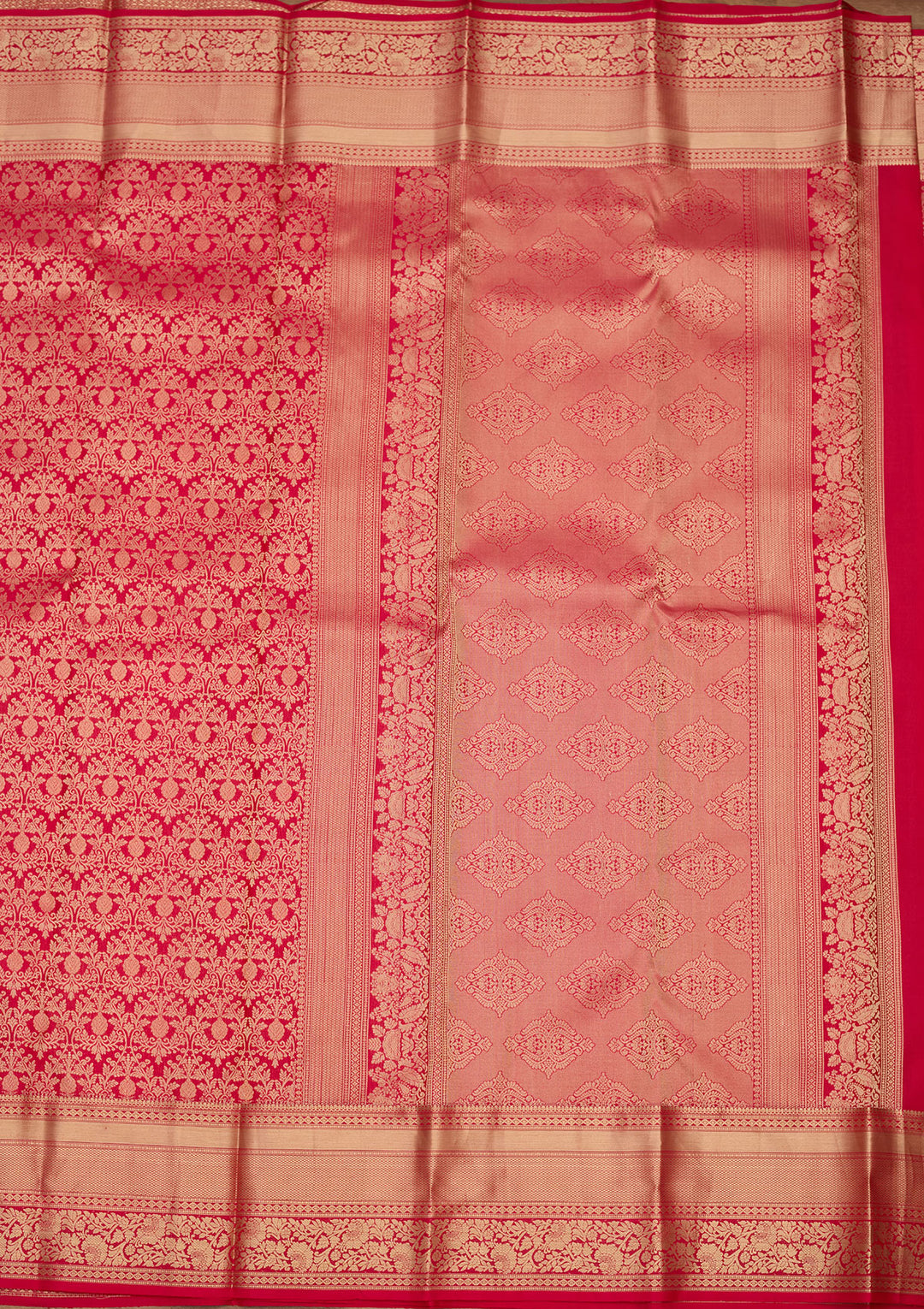 Rani Pink Zariwork (Gold) Silk Silk Saree