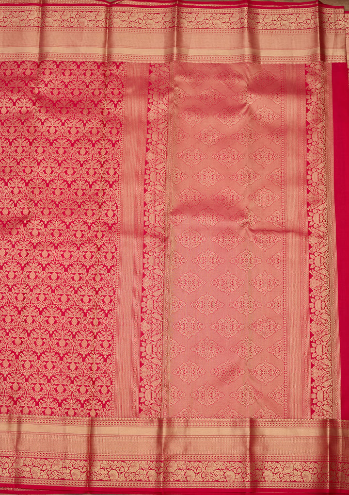 Rani Pink Zariwork (Gold) Silk Silk Saree
