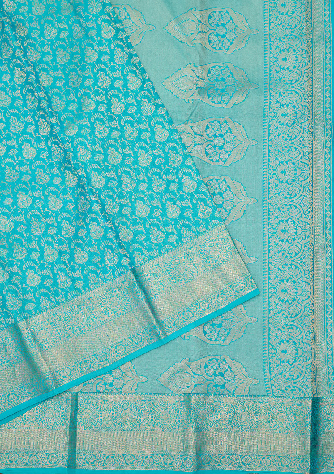 Blue Zariwork (Gold) Silk Saree