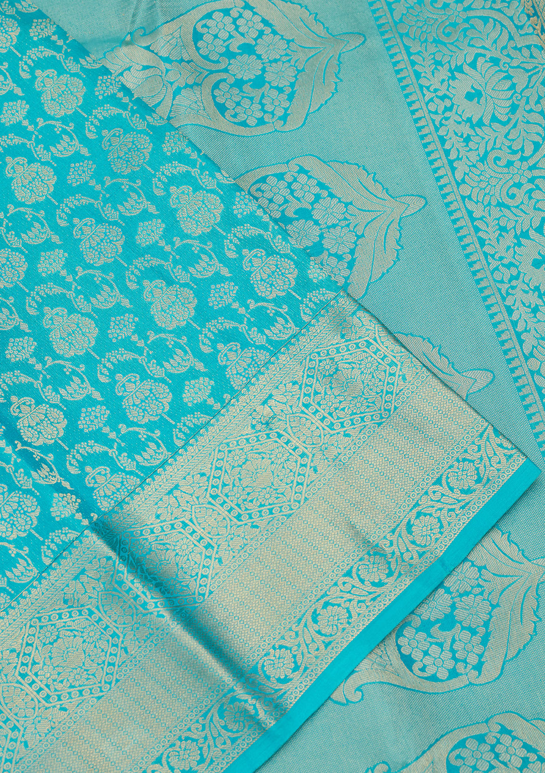 Blue Zariwork (Gold) Silk Saree