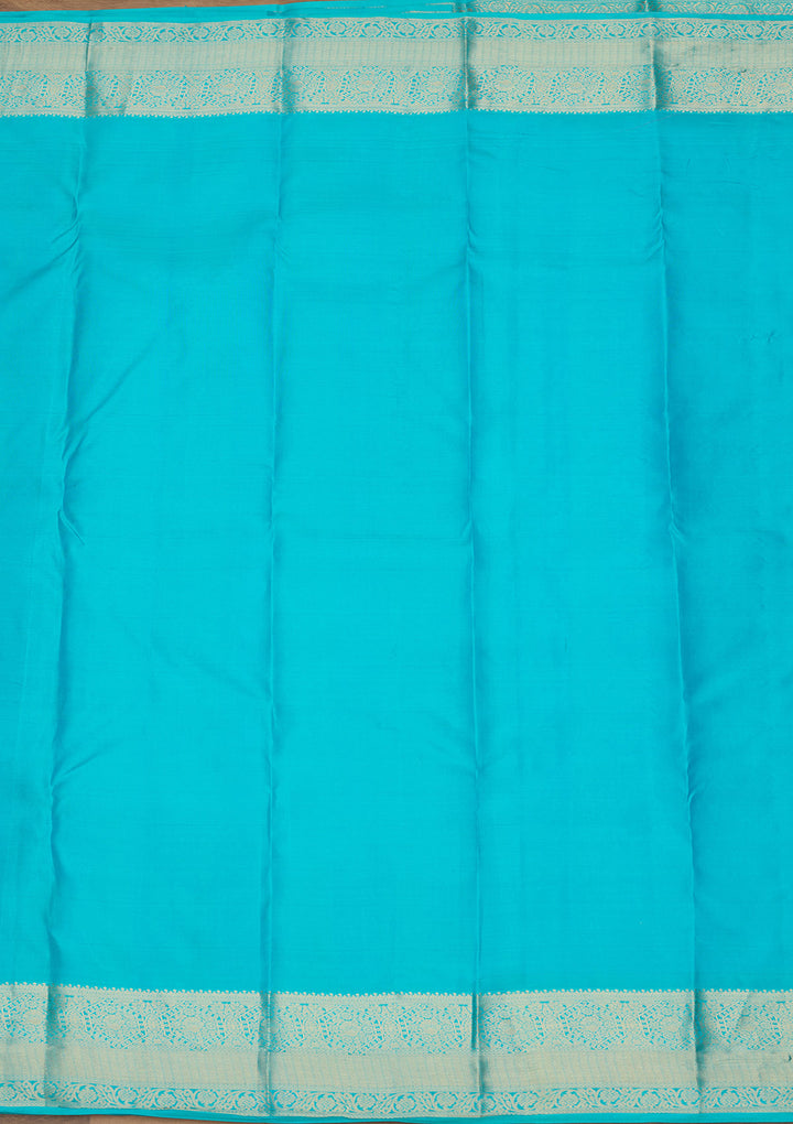 Blue Zariwork (Gold) Silk Saree