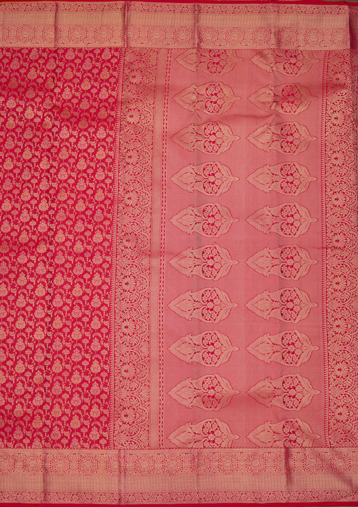 Rani Pink Zariwork (Gold) Silk Silk Saree