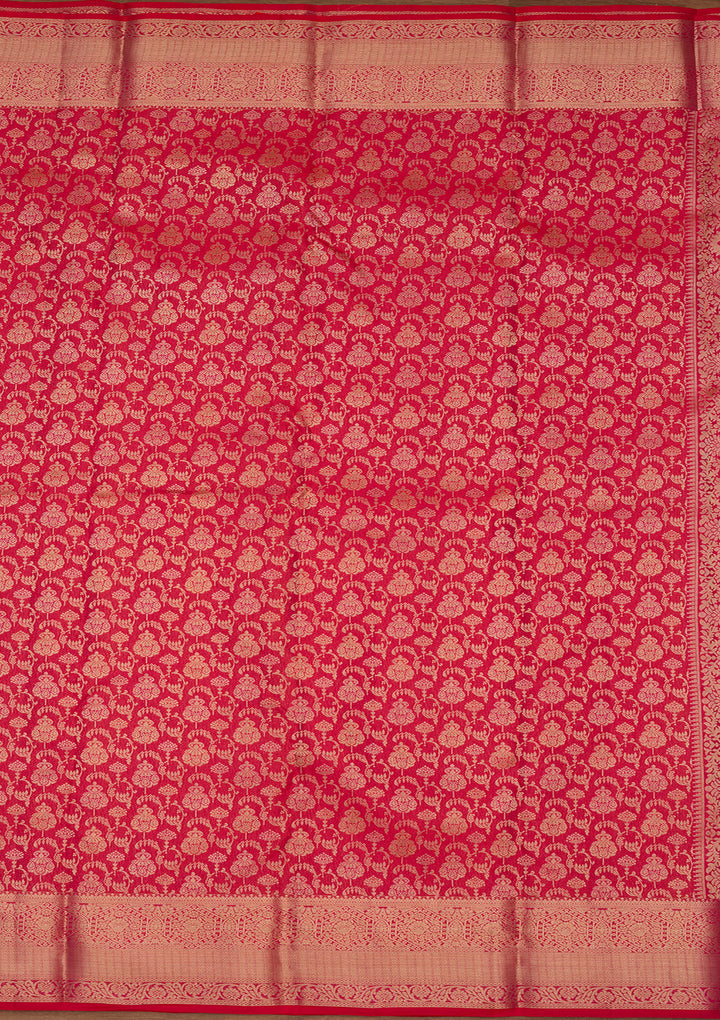 Rani Pink Zariwork (Gold) Silk Silk Saree