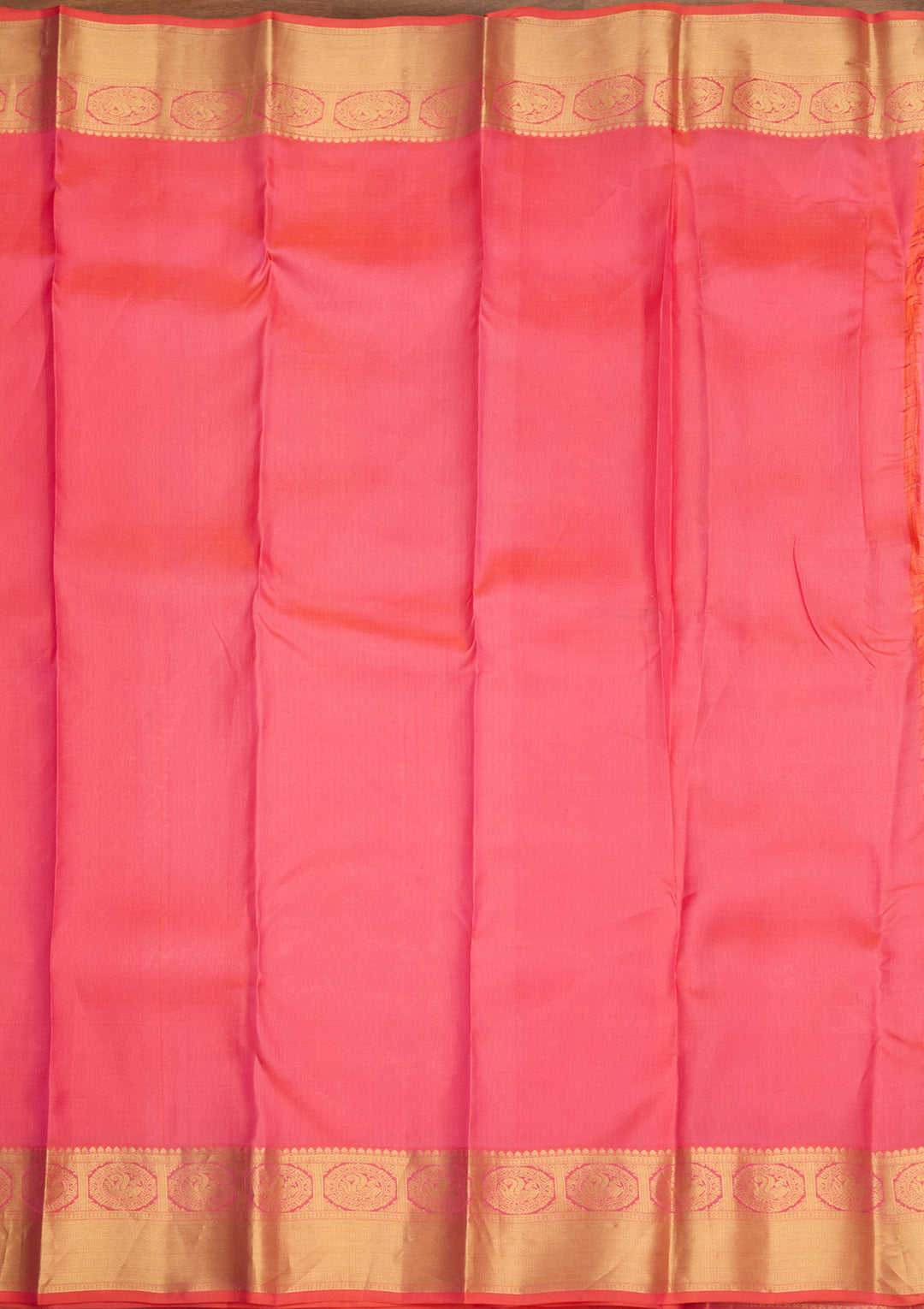 Peach Zariwork (Gold) Silk Silk Saree