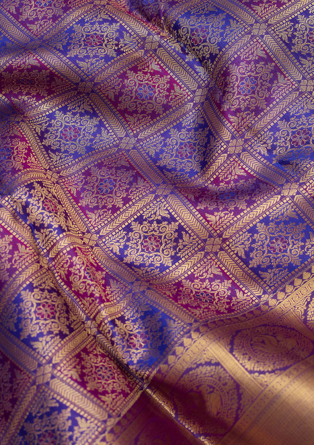 Royal Blue Zariwork (Gold) Silk Silk Saree