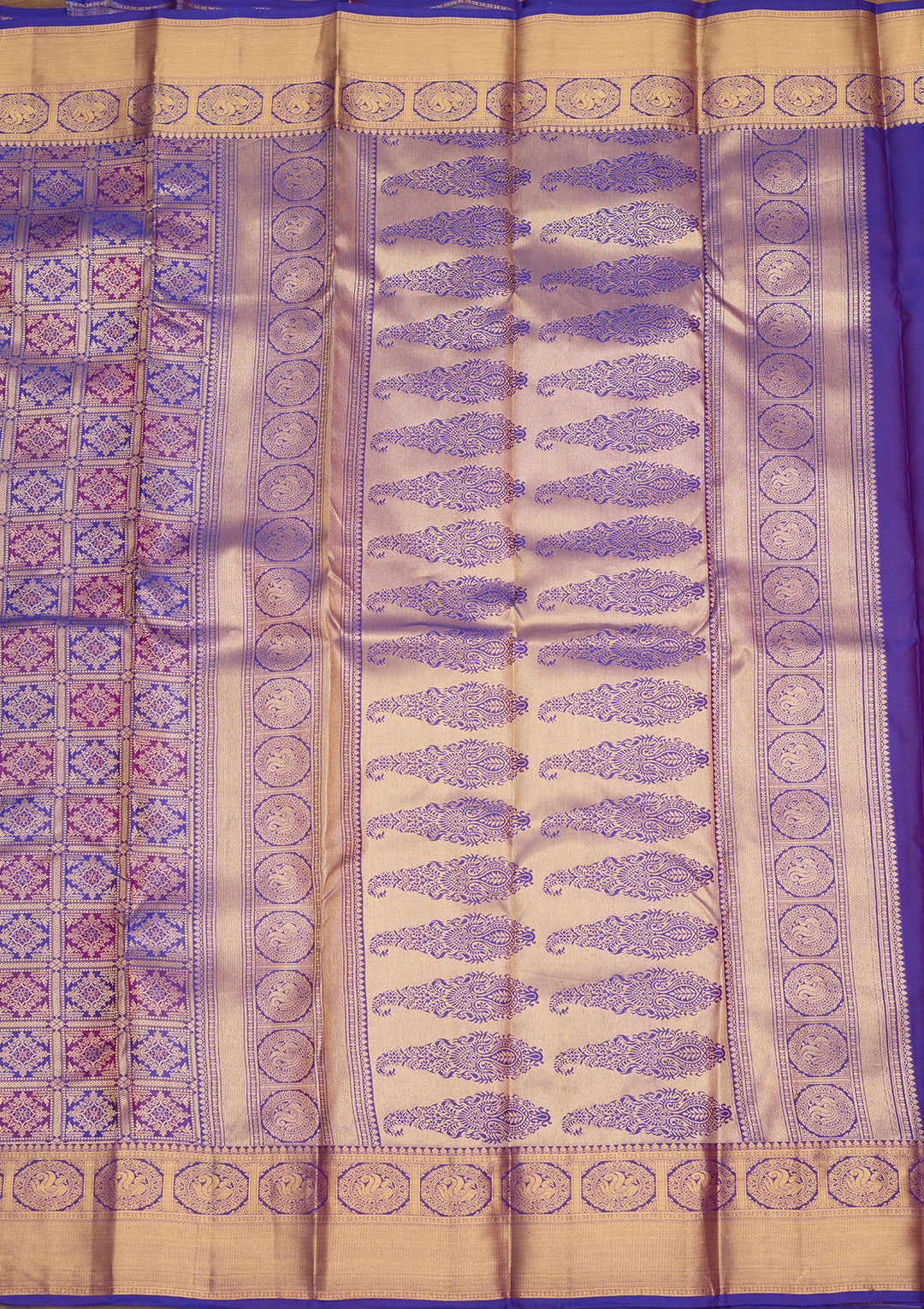 Royal Blue Zariwork (Gold) Silk Silk Saree