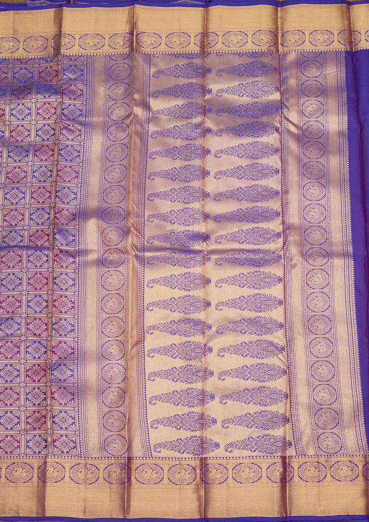 Royal Blue Zariwork (Gold) Silk Silk Saree