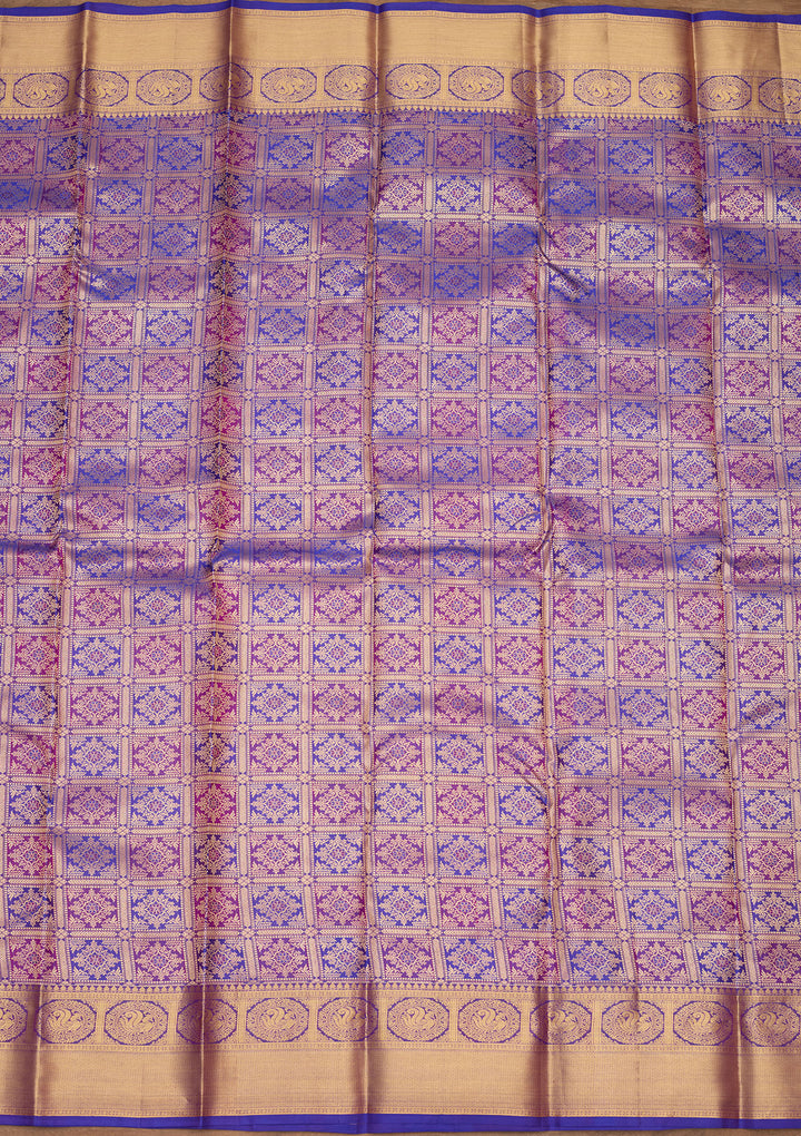 Royal Blue Zariwork (Gold) Silk Silk Saree