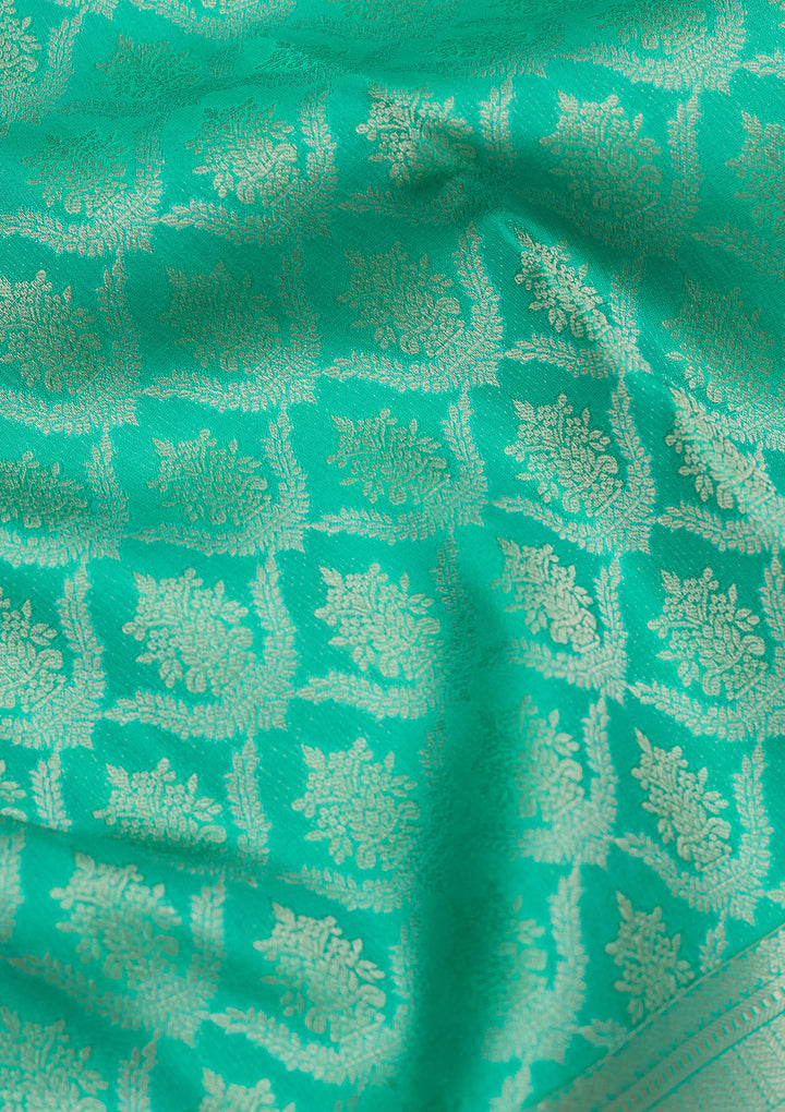 Sky Blue Zariwork (Gold) Silk Silk Saree