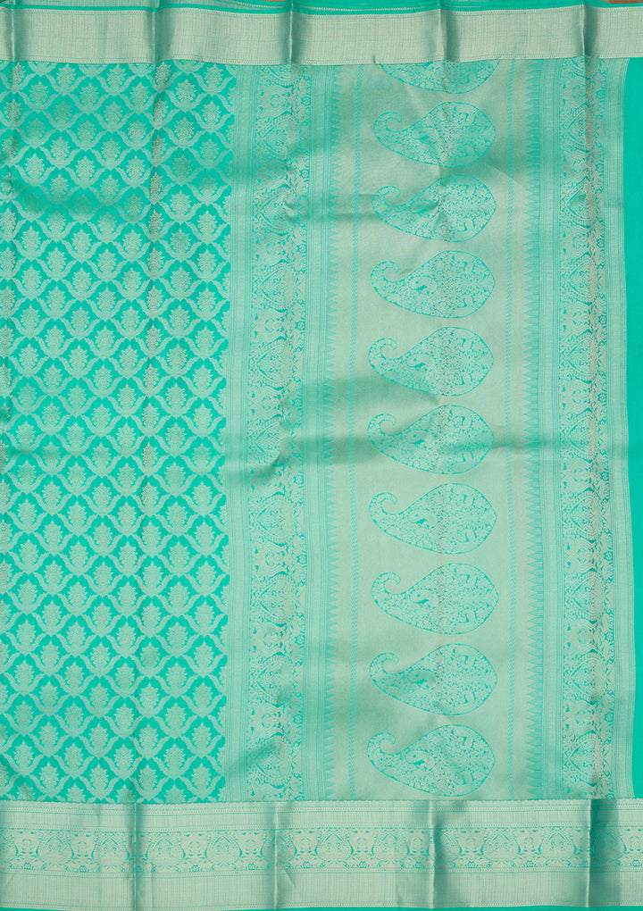 Sky Blue Zariwork (Gold) Silk Silk Saree