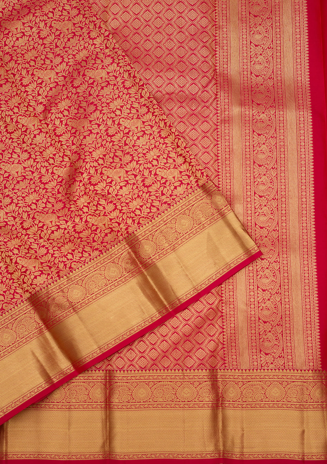 Rani Pink Zariwork (Gold) Silk Silk Saree