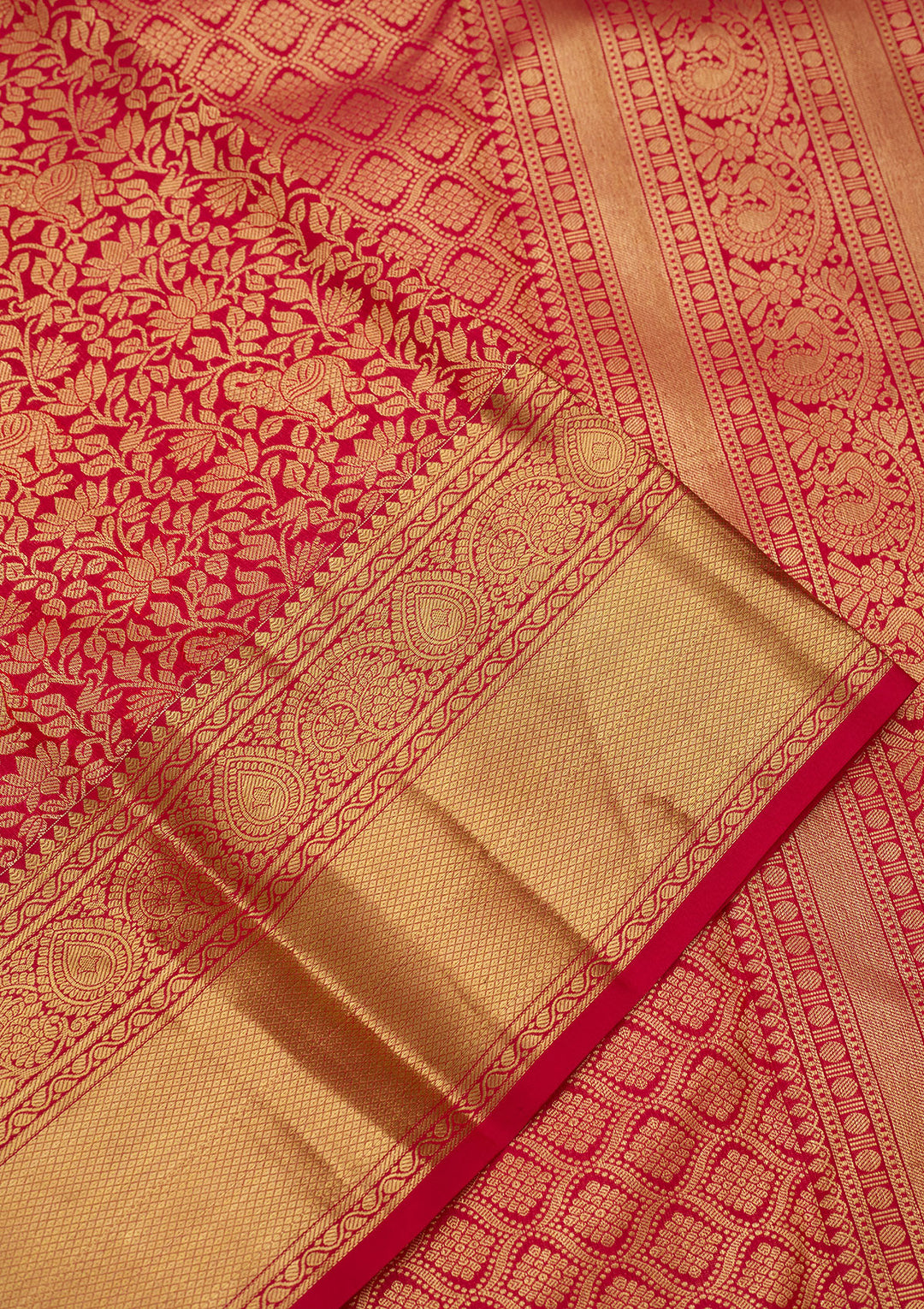 Rani Pink Zariwork (Gold) Silk Silk Saree