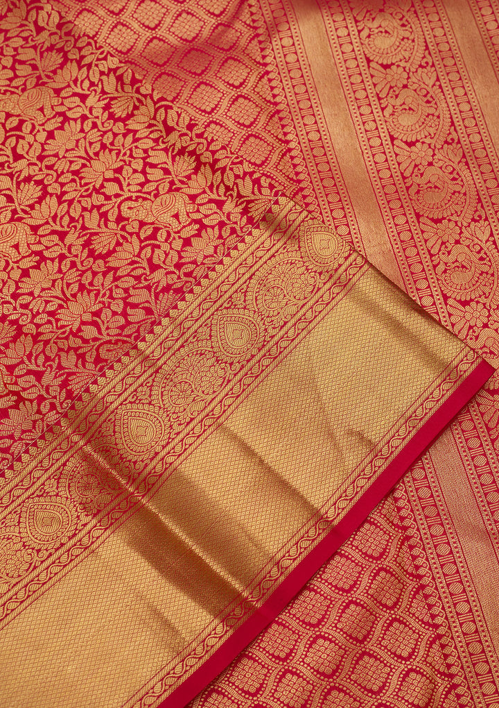 Rani Pink Zariwork (Gold) Silk Silk Saree
