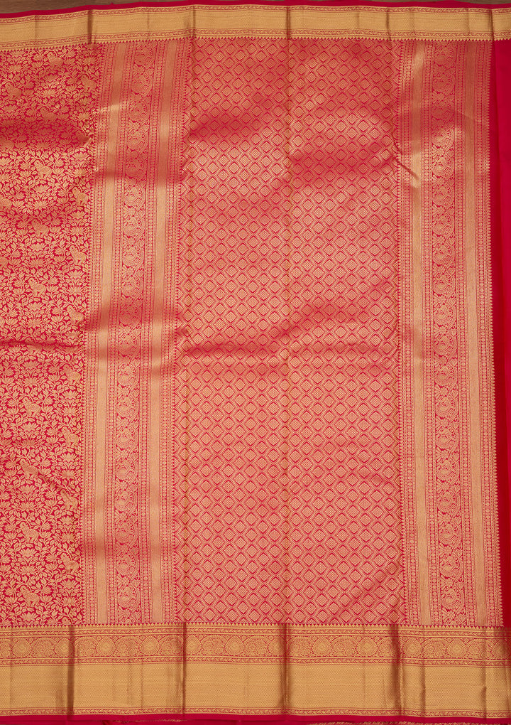 Rani Pink Zariwork (Gold) Silk Silk Saree