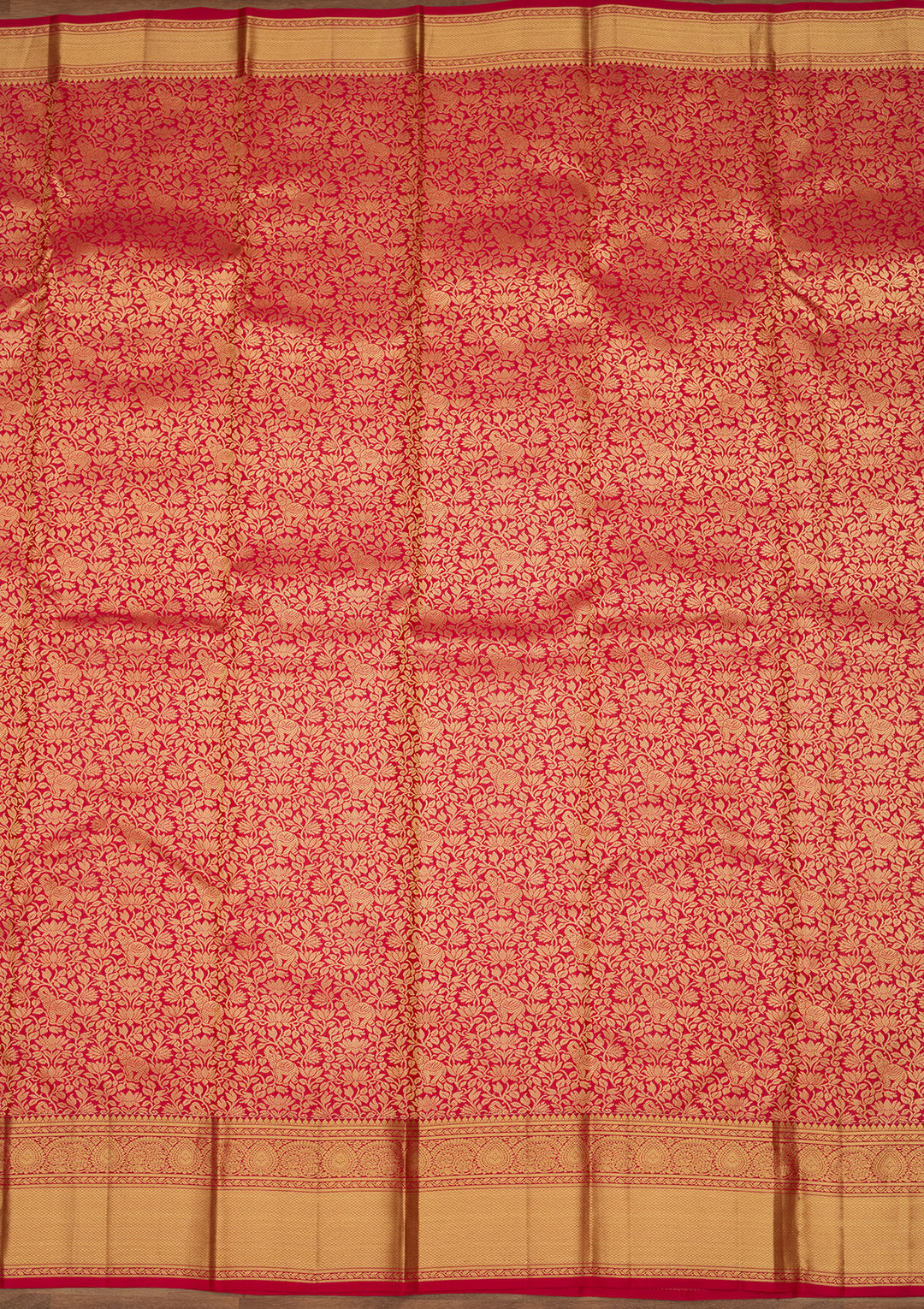 Rani Pink Zariwork (Gold) Silk Silk Saree