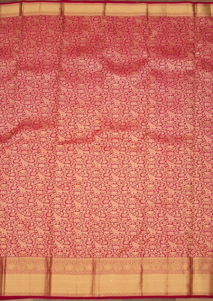 Wine Zariwork (Gold) Silk Silk Saree