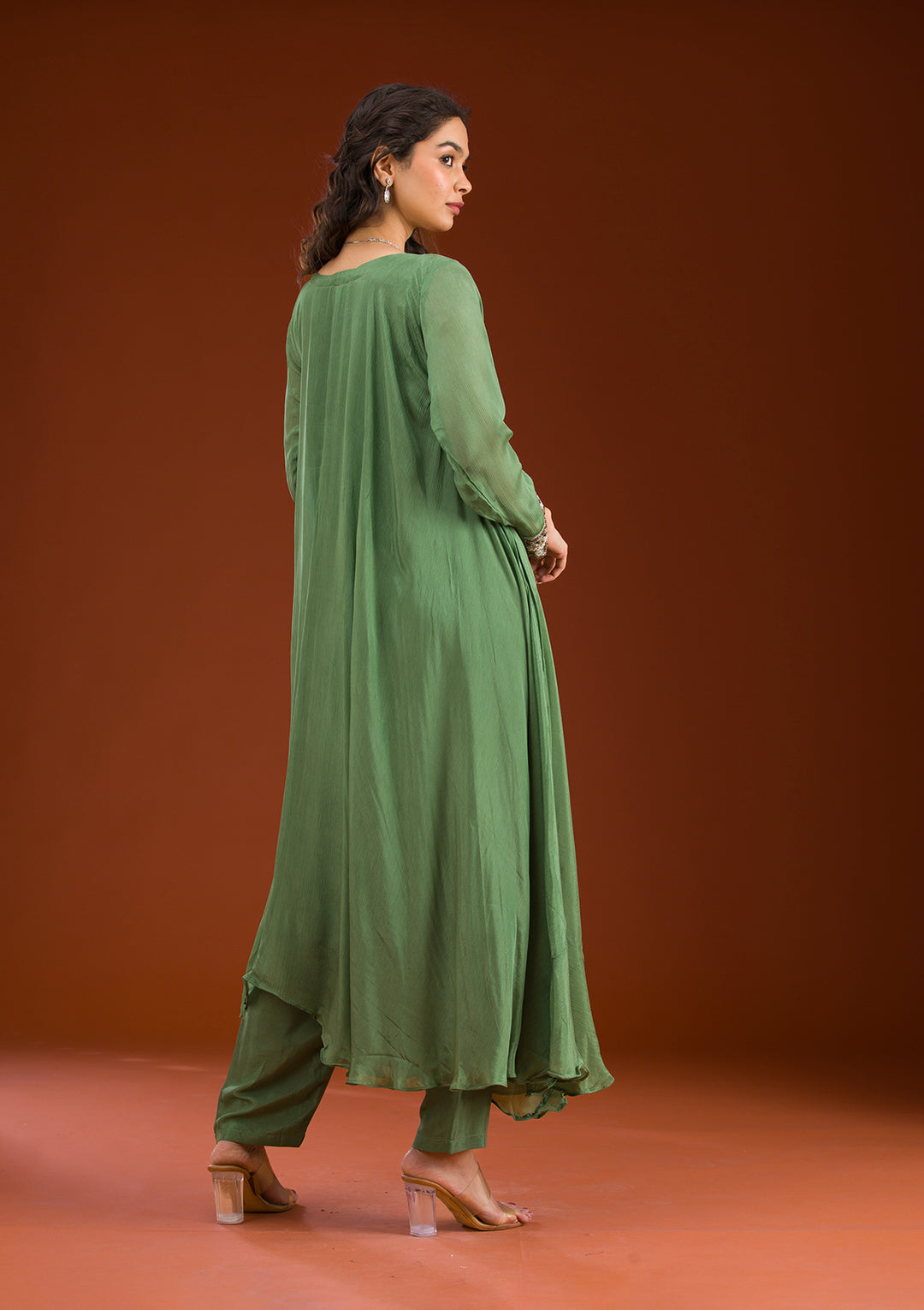 Leaf Green Cutdana Georgette Readymade Salwar Suit