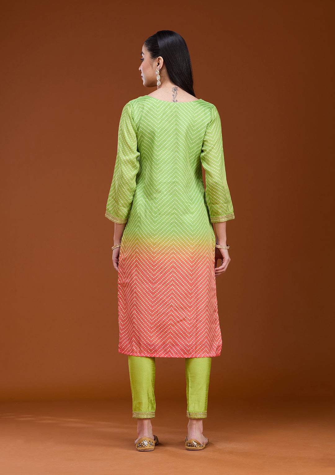 Parrot Green Sequins Soft Raw Silk Readymade Salwar Suit