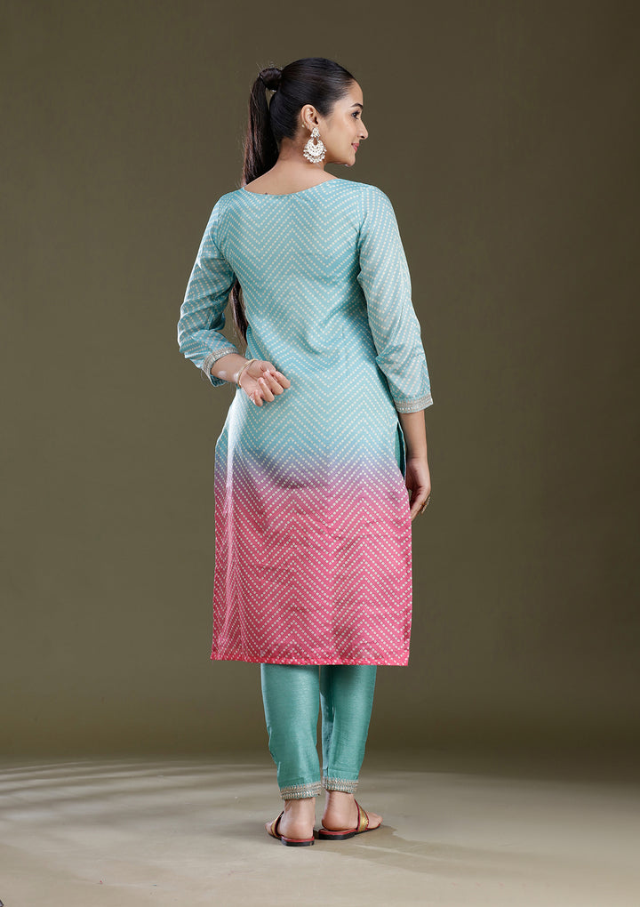 Sky Blue Sequins Soft Raw Silk Readymade Salwar Suit