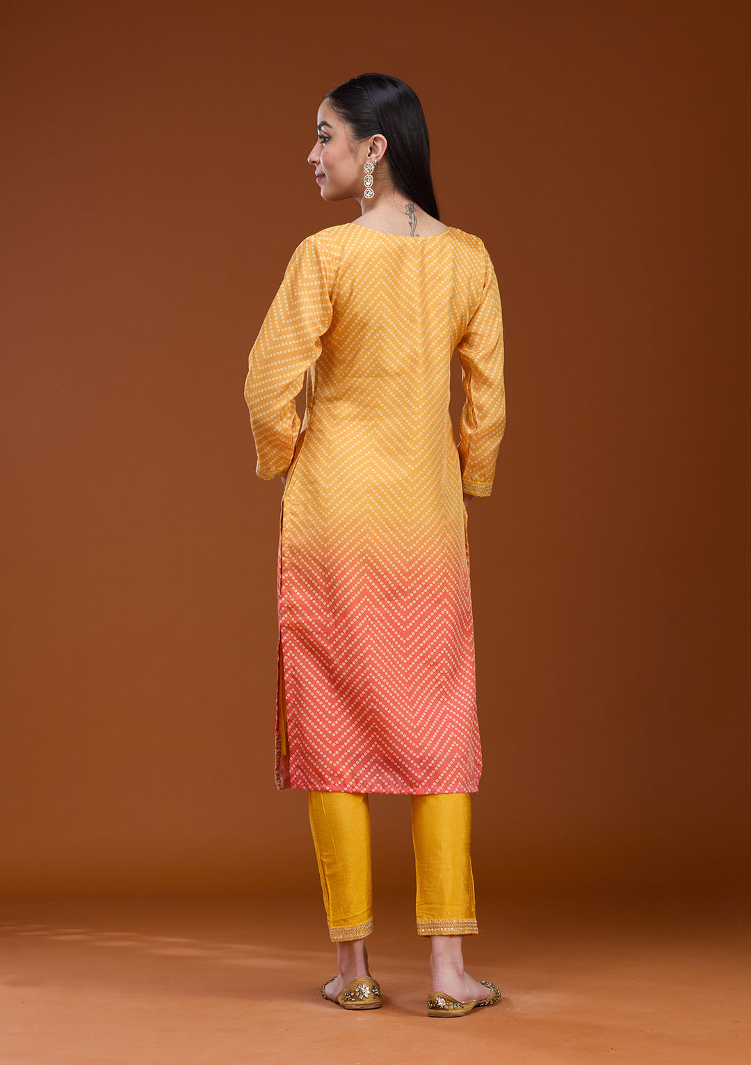 Yellow Sequins Soft Raw Silk Readymade Salwar Suit