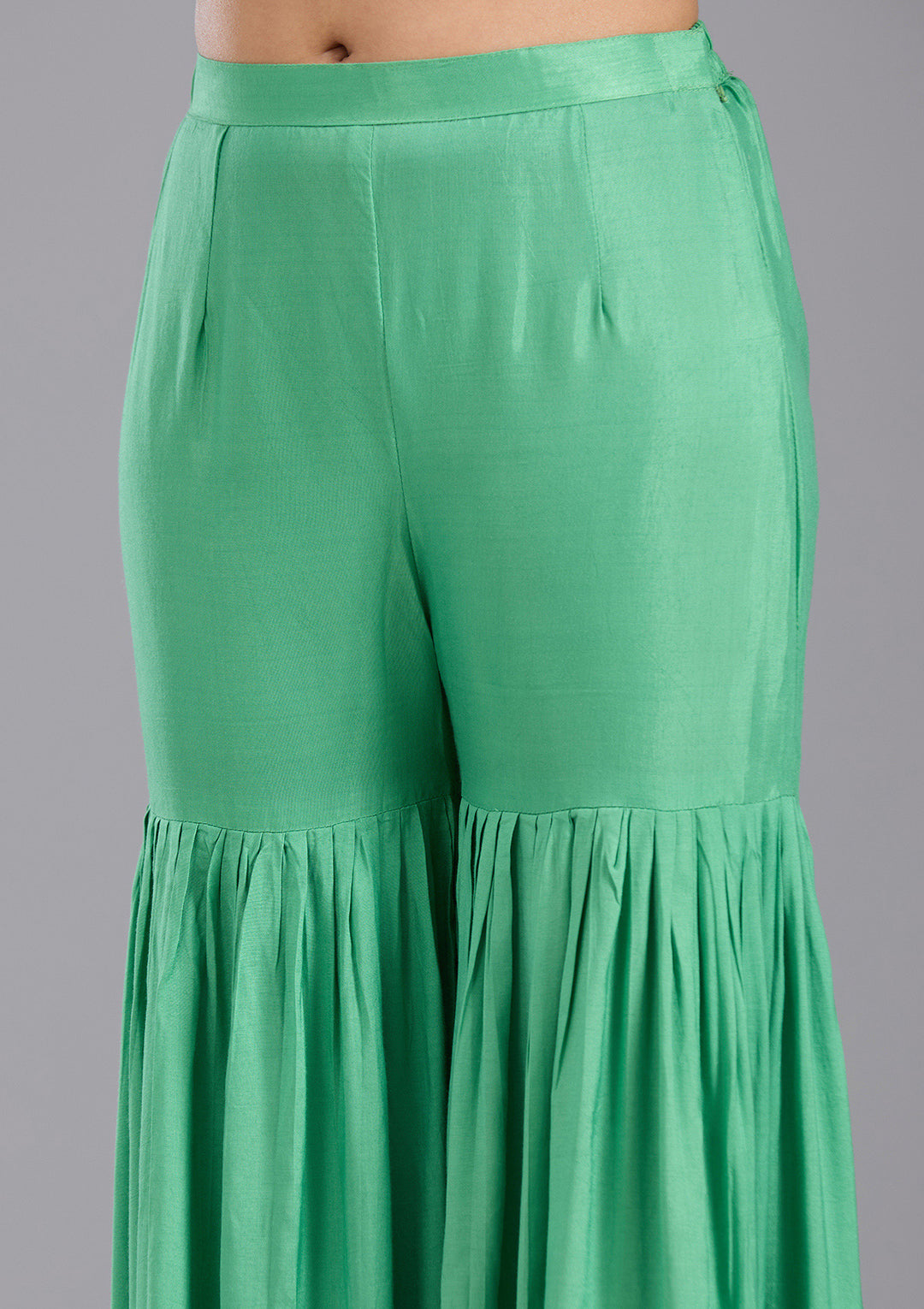Parrot Green Sequins Soft Raw Silk Readymade Salwar Suit
