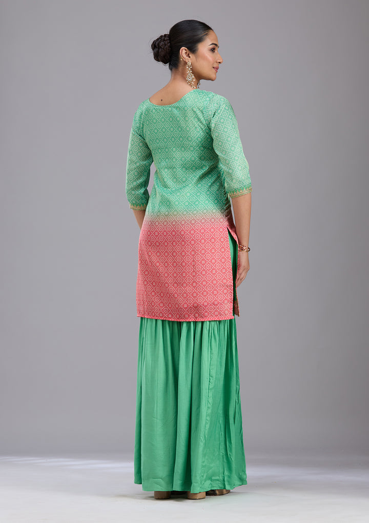 Parrot Green Sequins Soft Raw Silk Readymade Salwar Suit