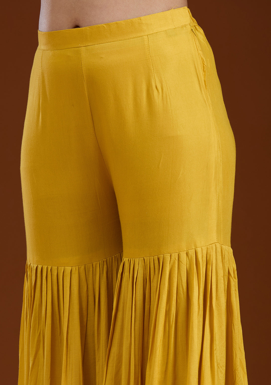 Yellow Sequins Soft Raw Silk Readymade Salwar Suit