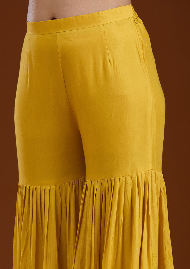 Yellow Sequins Soft Raw Silk Readymade Salwar Suit