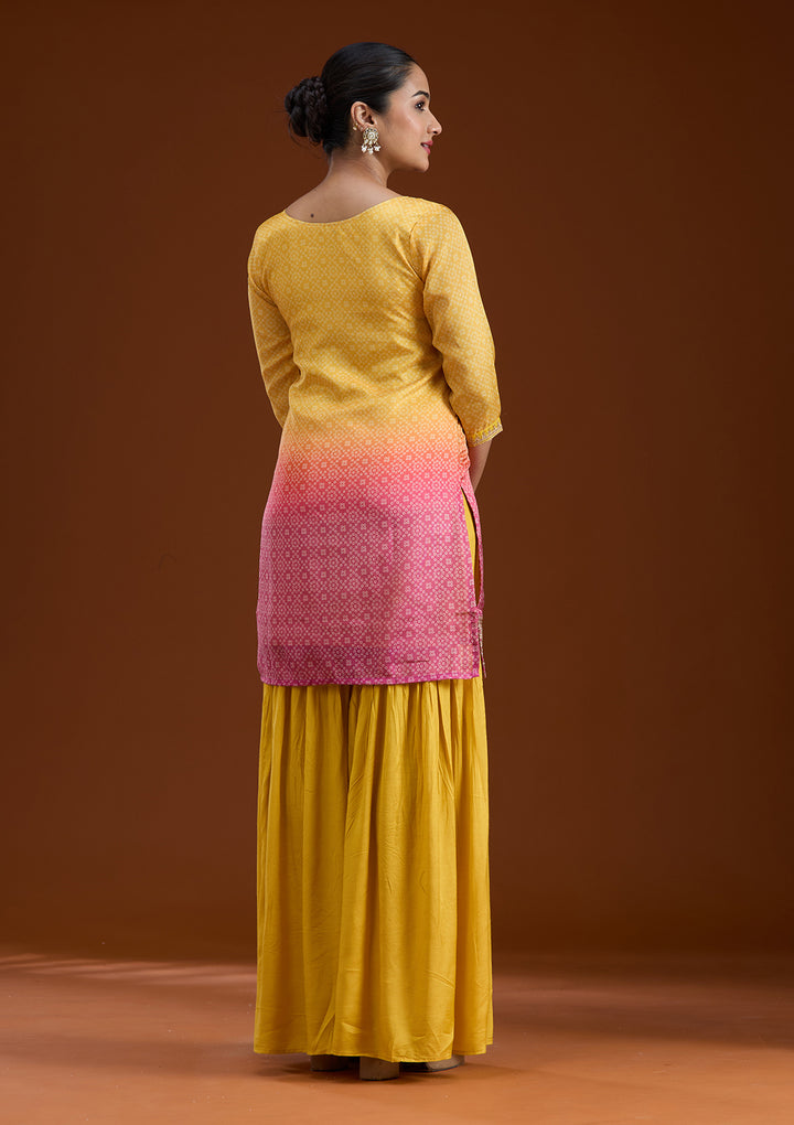 Yellow Sequins Soft Raw Silk Readymade Salwar Suit
