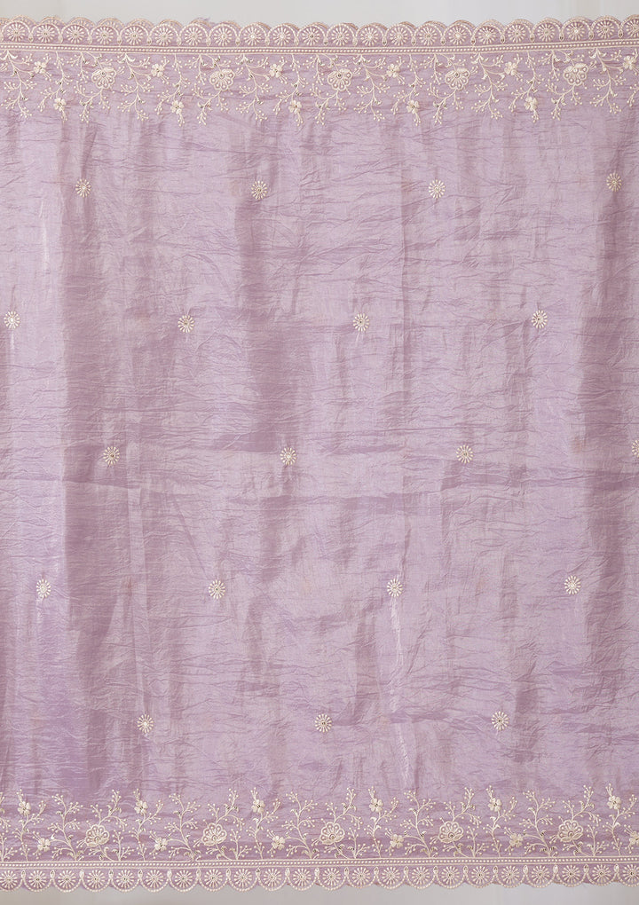 Lavender Threadwork Semi Crepe Readymade Salwar Suit