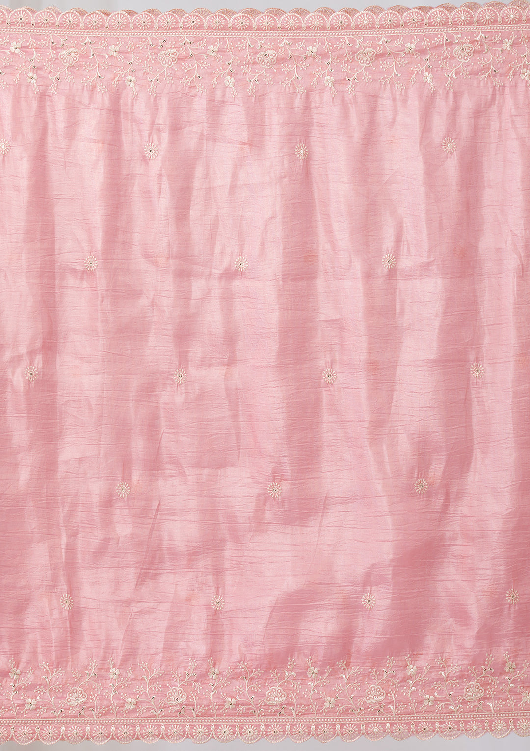 Pink Threadwork Semi Crepe Readymade Salwar Suit