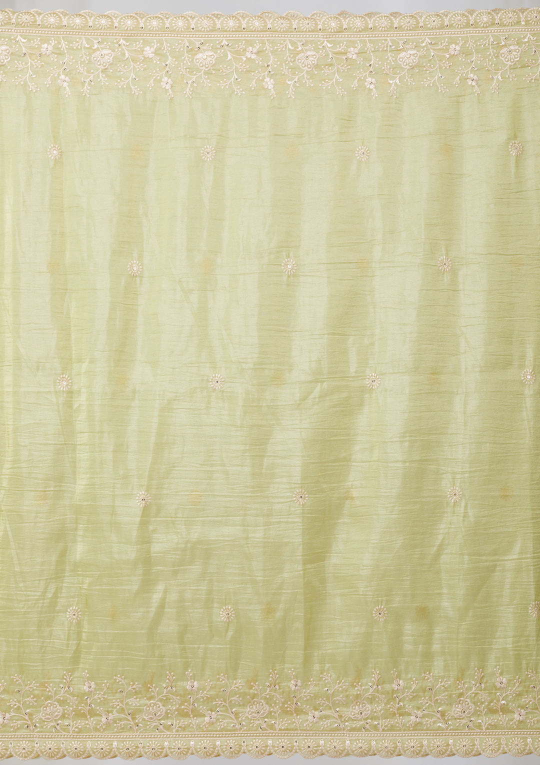 Pista Green Threadwork Semi Crepe Readymade Salwar Suit