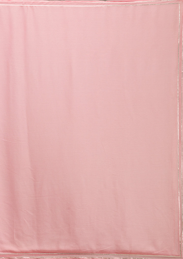 Baby Pink Gotapatti Semi Crepe Readymade Salwar Suit