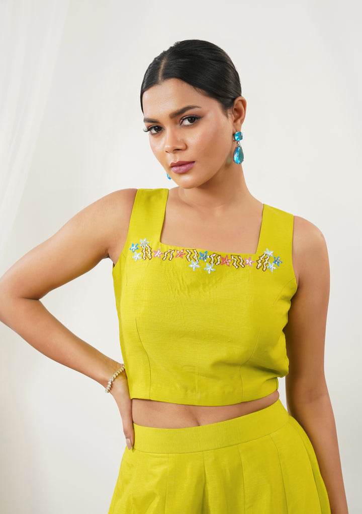 Parrot Green Sequins Raw Silk Readymade Salwar Suit