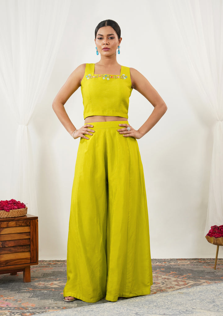 Parrot Green Sequins Raw Silk Readymade Salwar Suit