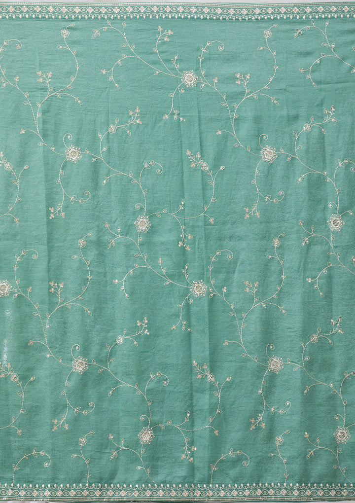 Sea Green Sequins Raw Silk Readymade Salwar Suit