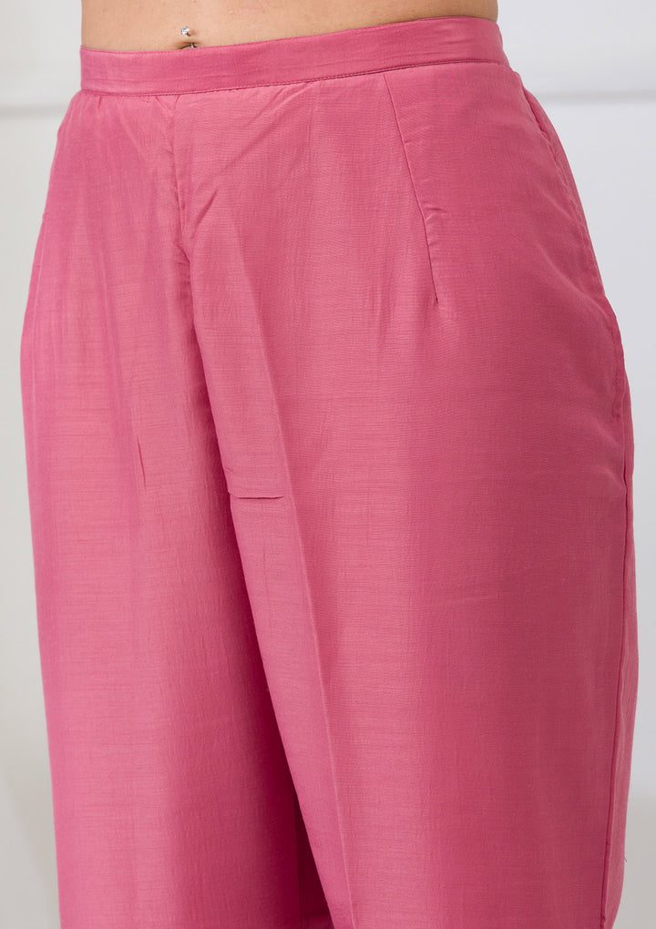 Onion Pink Sequins Raw Silk Readymade Salwar Suit