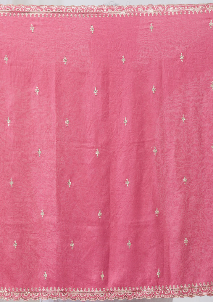 Onion Pink Threadwork Raw Silk Readymade Salwar Suit