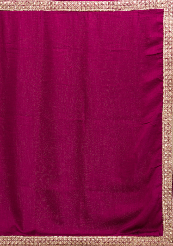Wine Zariwork (Gold) Soft Raw Silk Readymade Salwar Suit